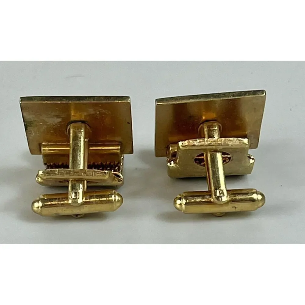 VTG EAGER 1 Small Engine Lawn Mower Advertise Cuff Links -Wrap Around Gold Tone